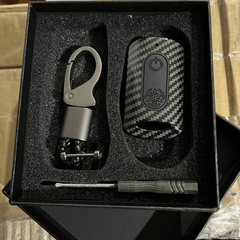 Karbon Cover Remote Kunci Smart Key Motor Yamaha AEROX NMAX LEXY FAZZIO Premium Keyless-Hitam Polos