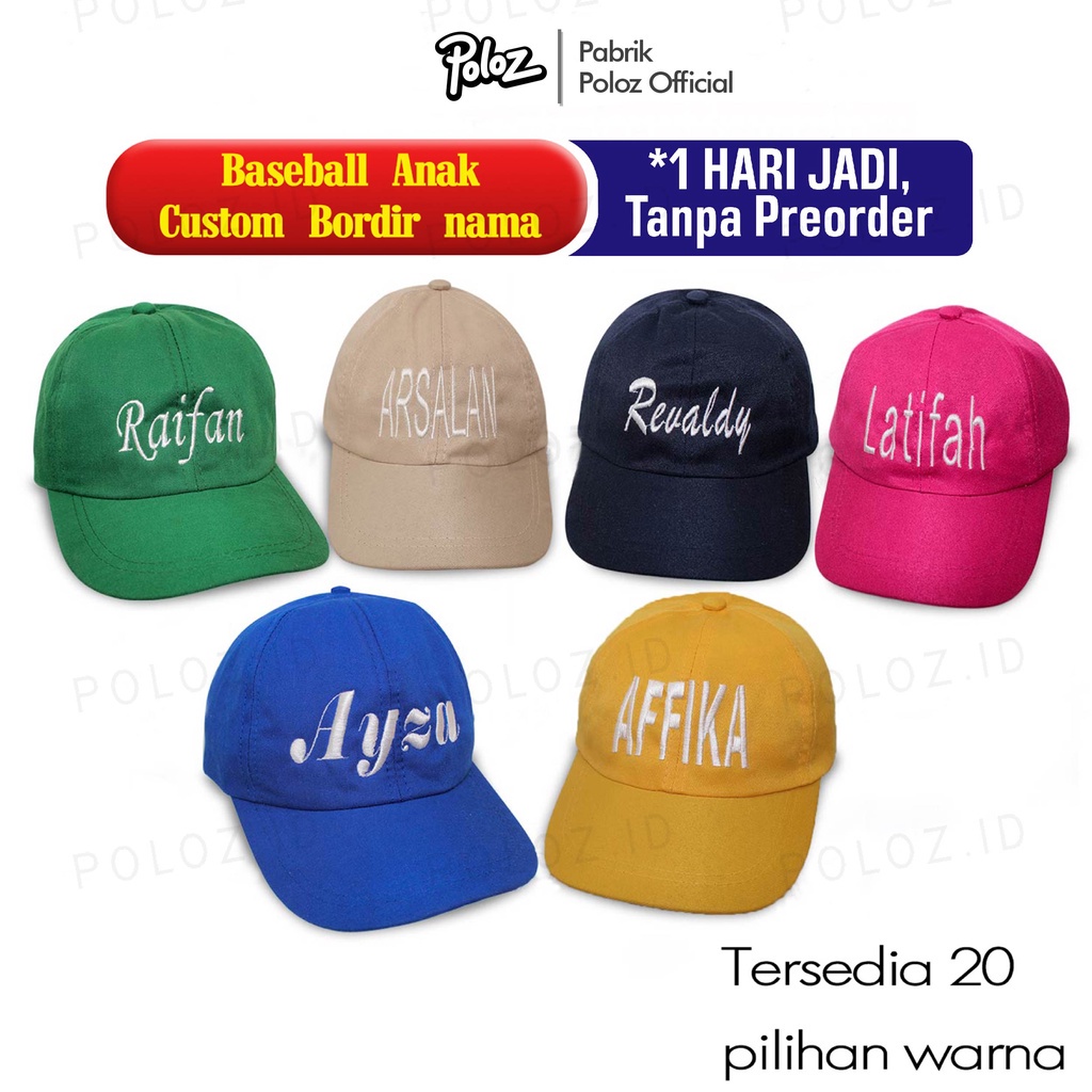 Topi Custom Bordir ANAK Gratis Nama Desain Suka Suka Bahan Drill.