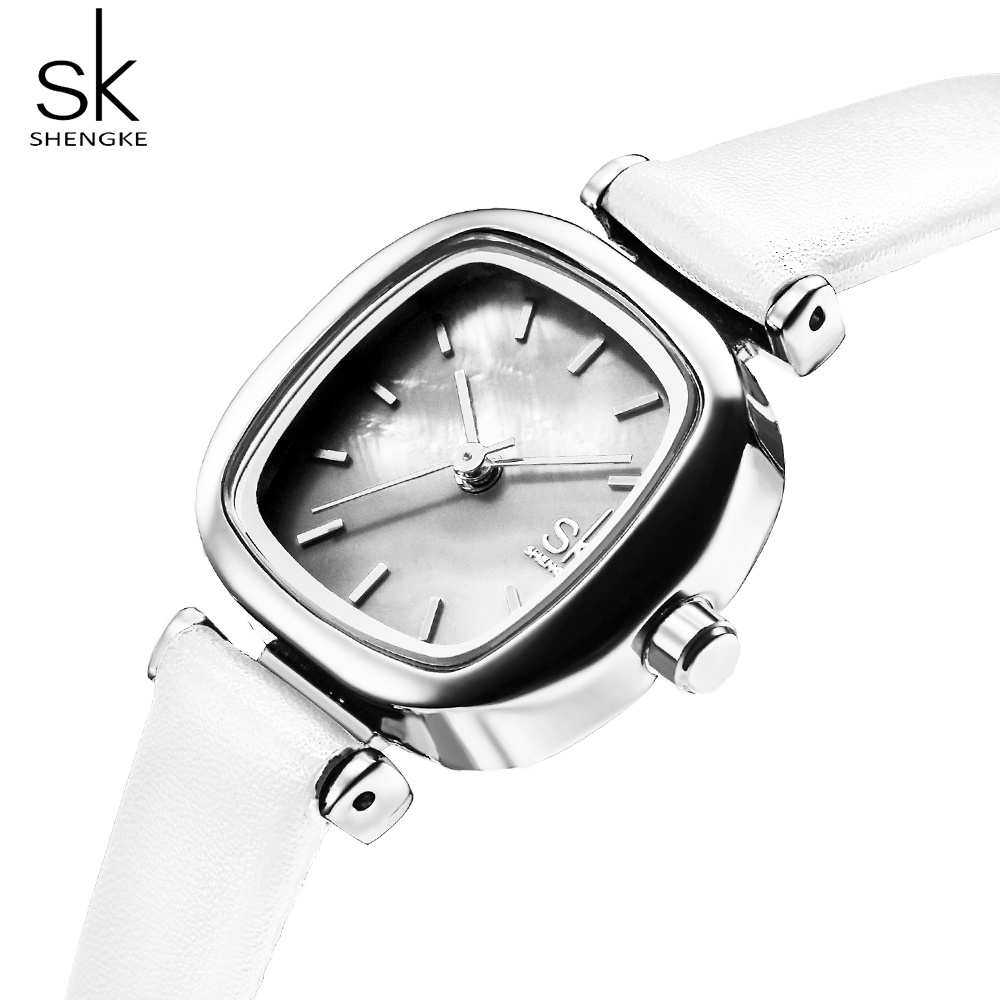 SHENGKE Jam Tangan Wanita Classic Casual Leather Strap Quartz Movement Water Resist K8052