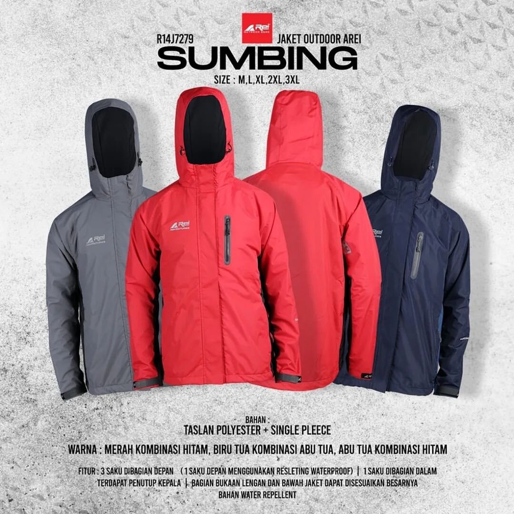 JAKET HIKING AREI HARDSHELL V2 SUMBING WEBATUCK WINDPROOF | JACKET GUNUNG REI OUTDOOR PRIA WANITA | 