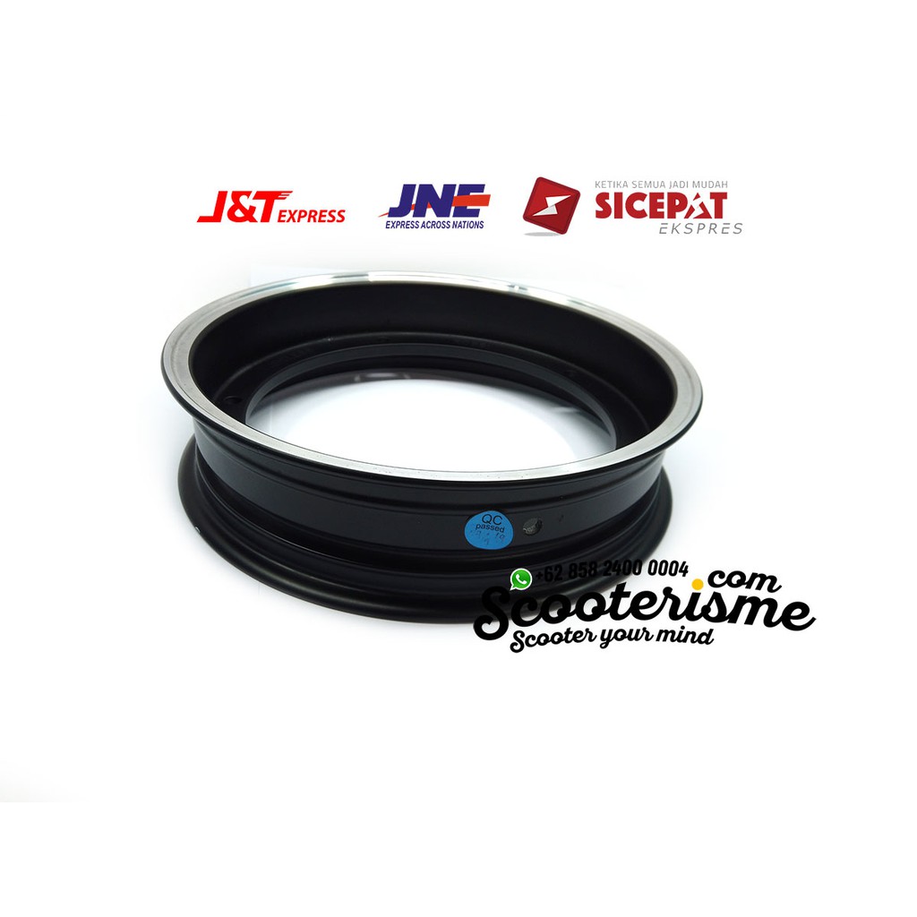 Velg ROSSI Tubeless HITAM LIST CROME Vespa Ring 10 PTS SPRINT PX Excel