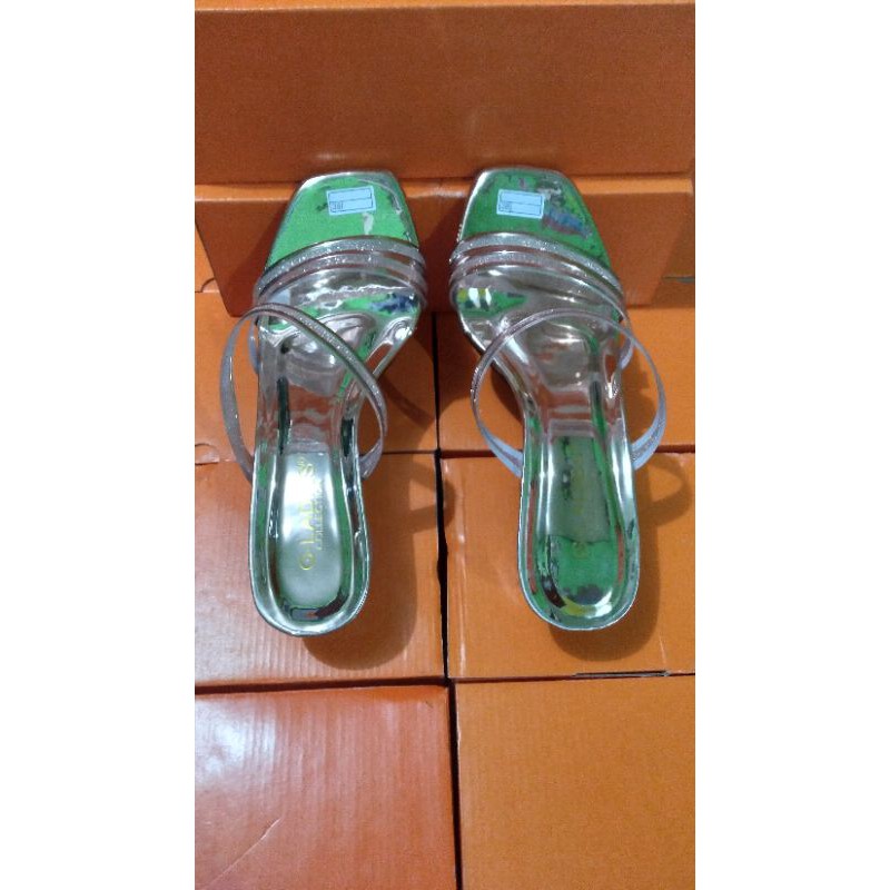 sendal hak kaca 3cm sendal wanita