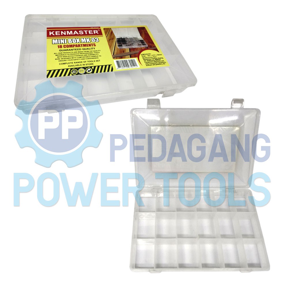 KENMASTER MK 03 - MINI TOOL BOX PLASTIK 18 SLOT KOTAK KOMPONEN TOOLBOX