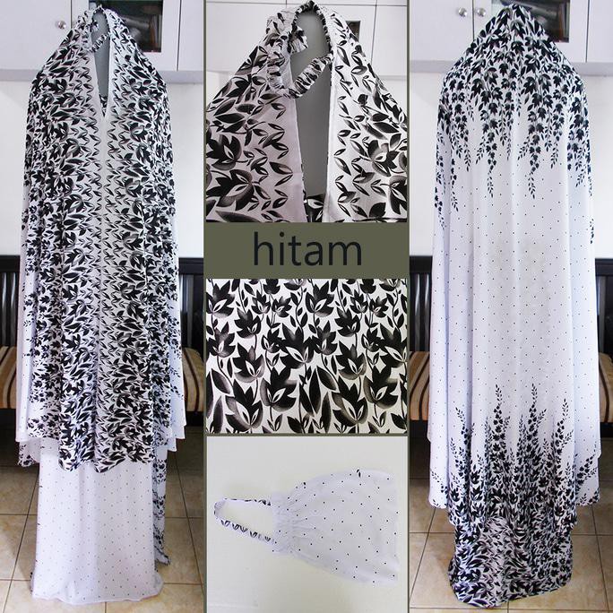 Diskon Mukena Bali Motif Bunga Kuwaci Warna Hitam G-1063 Terkeren