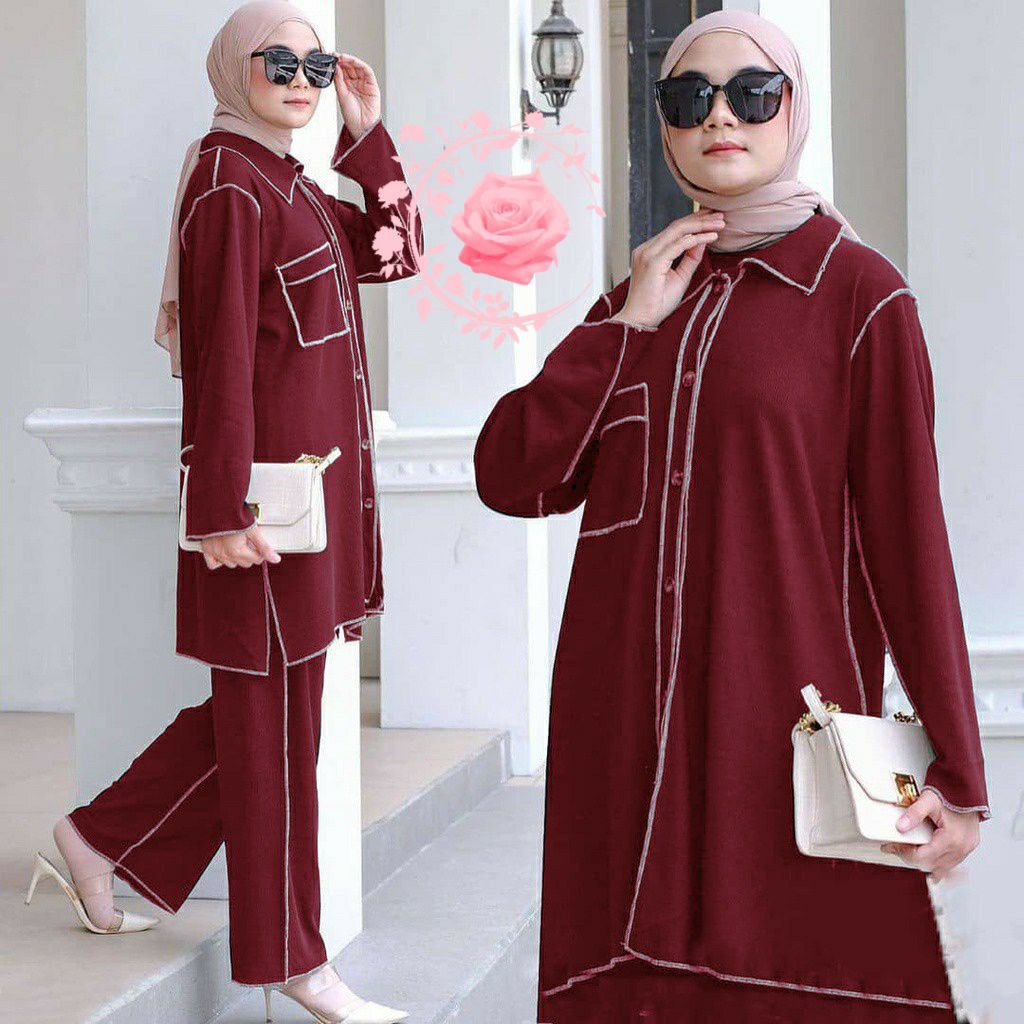 SETELAN TUNIK RICIS BAHAN BAGUS SHAKILA / NYAMAN / FASHION WANITA / TUNIK+CELANA PANJANG