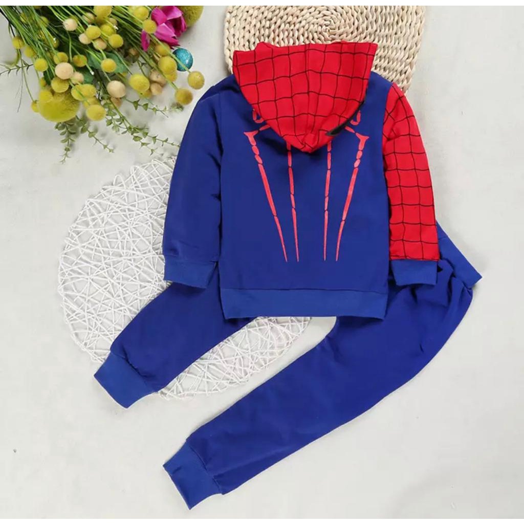 SETELAN HOODIE SPIDERMAN ANAK SIZE 1-5 TAHUN TERLARIS BAHAN BABYTERRY PREMIUM/ SETELAN HOODIE SPIDERMAN ANAK LAKI LAKI/ SETELAN HOODIE SPIDERMAN ANAK COWO/ SETELAN HOODIE SPIDERMAN ANAK PRIA