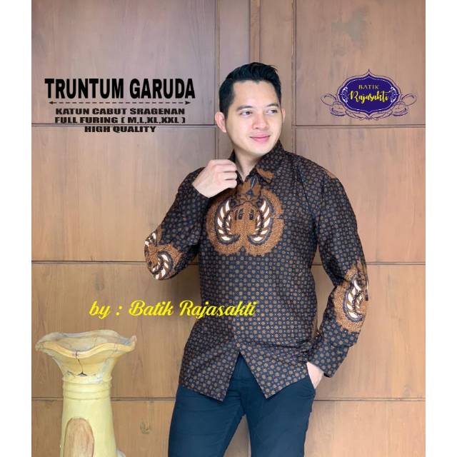 Baju Batik Pria Truntum Garuda Reguler fit Lengan Panjang bahan Katun Sragenan Ori by Raja sakti-0