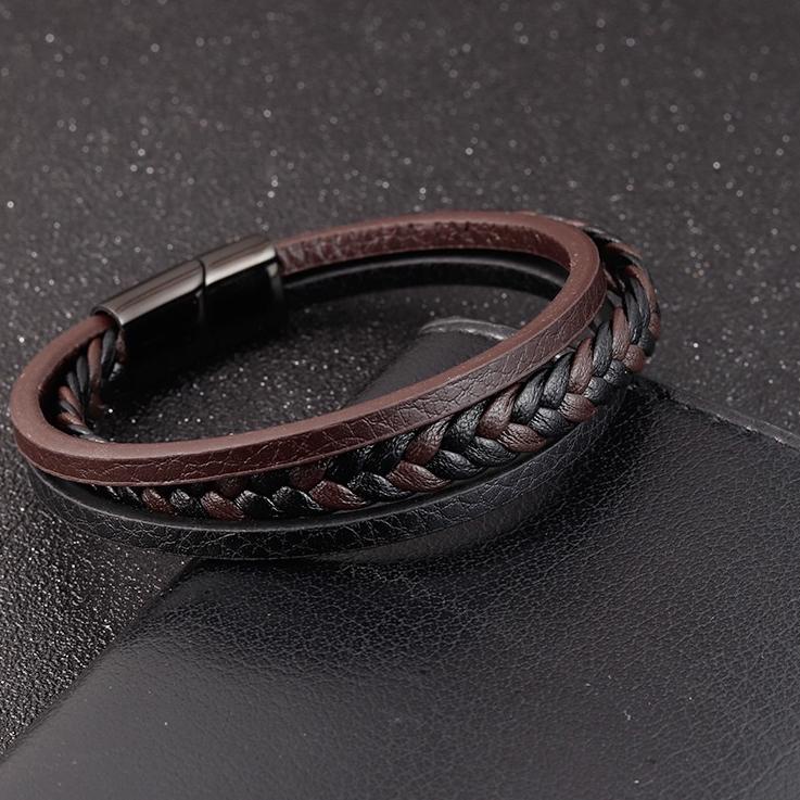 Produk Baru EXCLUSIVE  BRACELET Gelang Kulit Pria ESPARGARO Titanium Alloy Leather ANTI Karat & Pud