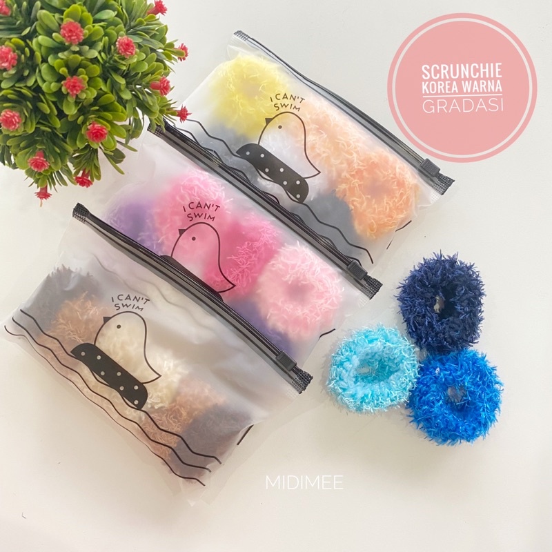 SCRUNCHIE GRADASI KOREA STYLE FREE POUCH/Ikat Rambut Lembut|kat Rambut Korea