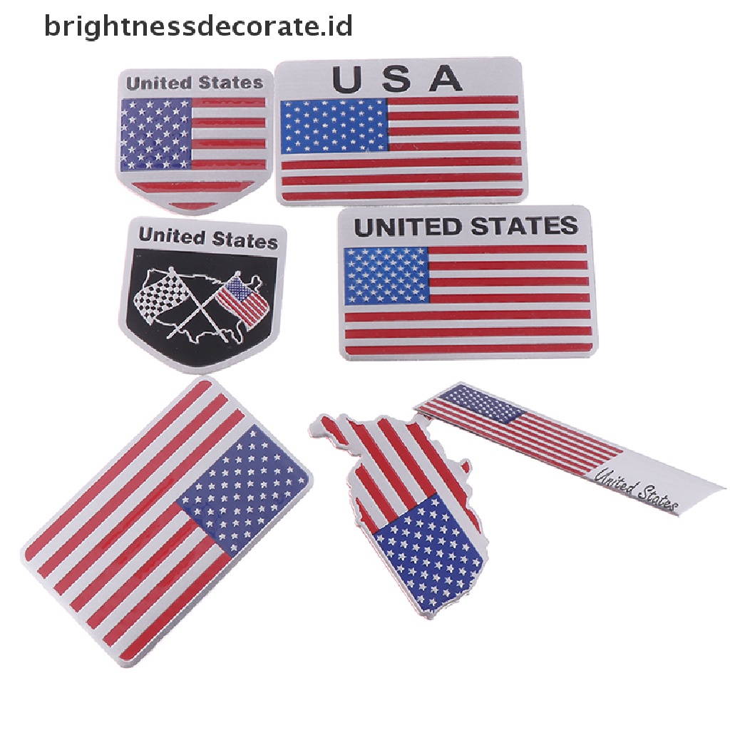 1pc Stiker Badge Motif Bendera Amerika Bahan Alloy Untuk Mobil / Motor