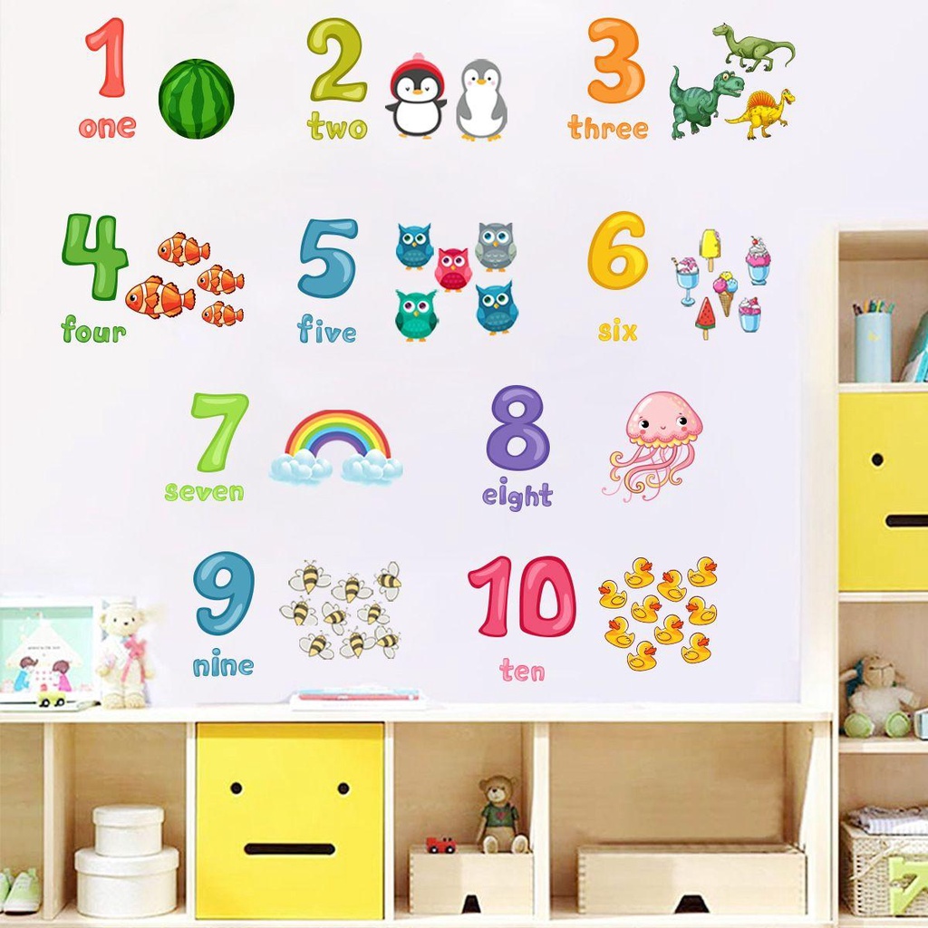 Nanas 2Pcs/Set Stiker Dinding Art Wall Hewan Edukasi Nursery Dekorasi Rumah