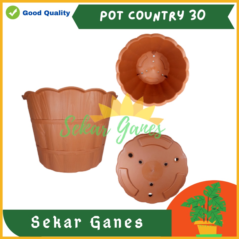 Sekarganes Pot Shallom Country 30 Merah Bata Coklat Terracotta Terakota Putih Pot Motif Gentong Kayu Tebal Cantik Pot Bunga Putih Besar Murah