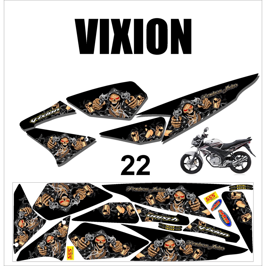 (cod)  VIXION OLD. Sticker Stiker Striping Lis Variasi Vixion Old Murah Desain DS OLD - 22