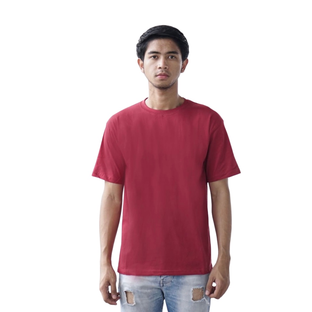 Kaos Pria Polos Pendek Merah Maroon