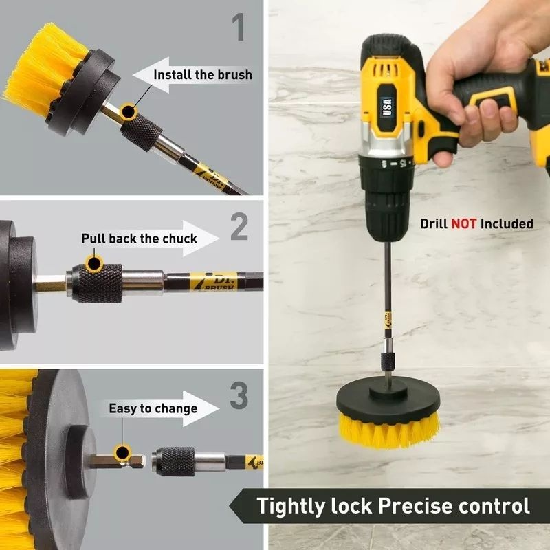 SIKAT BOR LISTRIK Electric drill isi 3 dan isi 6 drill brush dengan stick 150 mm sikat bor kamar mandi sikat wc sikat bor listrik sikat multifungsi