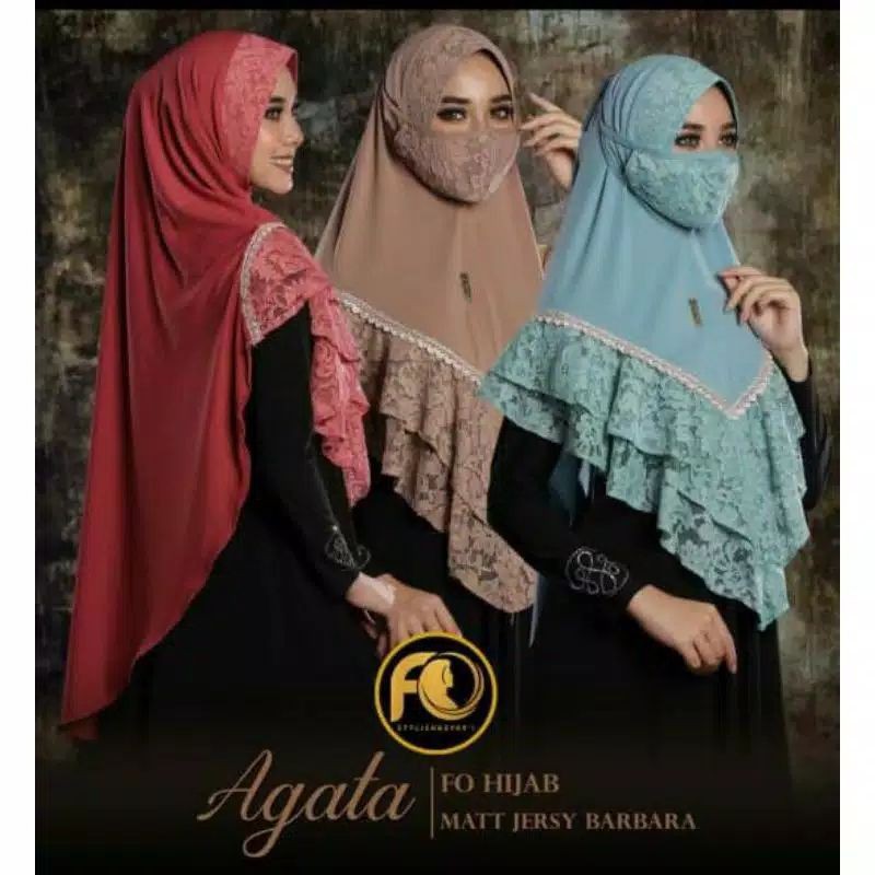JILBAB FO RENDA PLUS MASKER NAVY HITAM