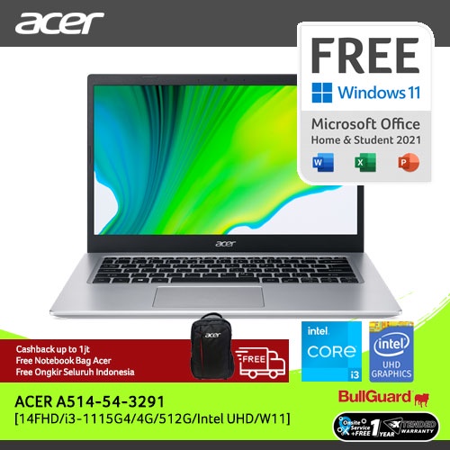 ACER ASPIRE 5 SLIM A514-54-3291 [14"FHD IPS/INTEL i3-1115G4/4GB/SSD 512G/WINDOWS 11/OHS] NX.A23SN.00