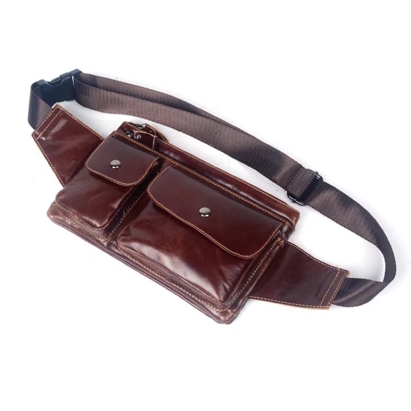 Tas pinggang pria kulit sapi asli