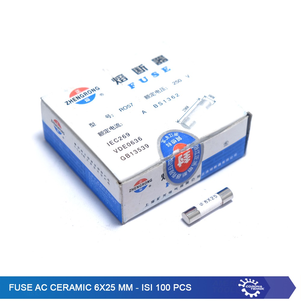 Fuse - Sekring AC Ceramic 6x25 mm - Isi 100 Pcs