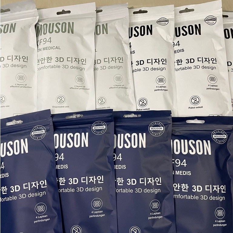 (1.1) MASKER KF94 WARNA 4PLY TERBARU MASKER KF94 KOREA (ISI 10PCS) KF94 MEREK MOUSON SACHET PUTIH, H