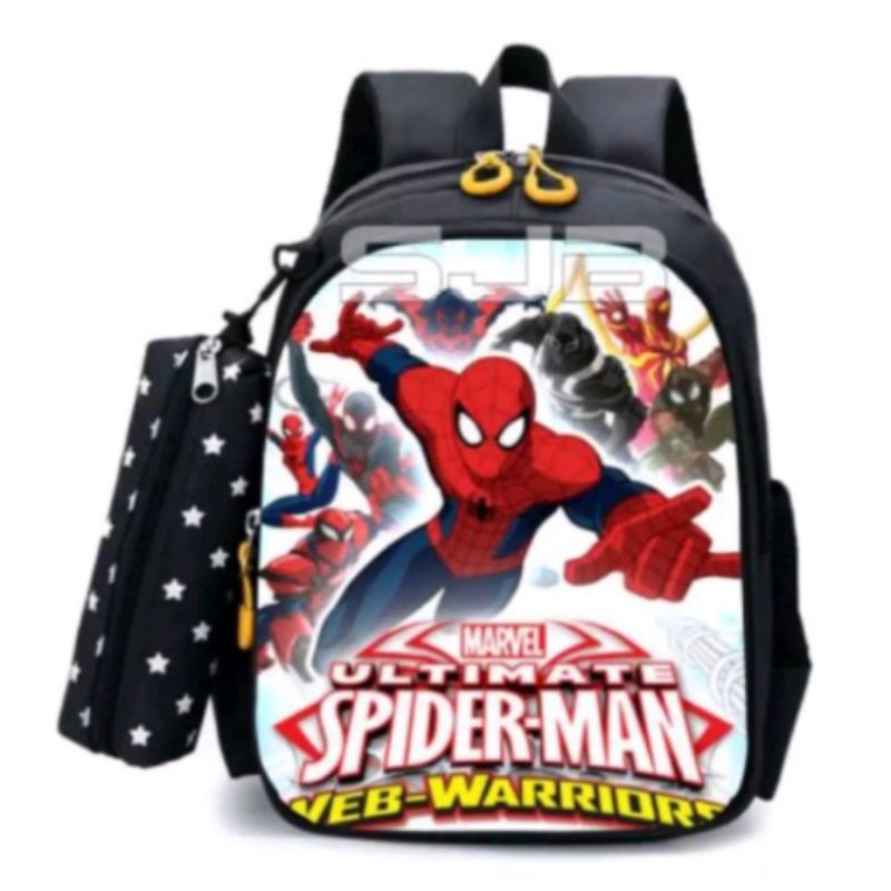 DAEYBAG-TAS RANSEL ANAK MOTIV PRINT KARAKTER SPIDERMAN WARIOR KEKINIAN TERBARU