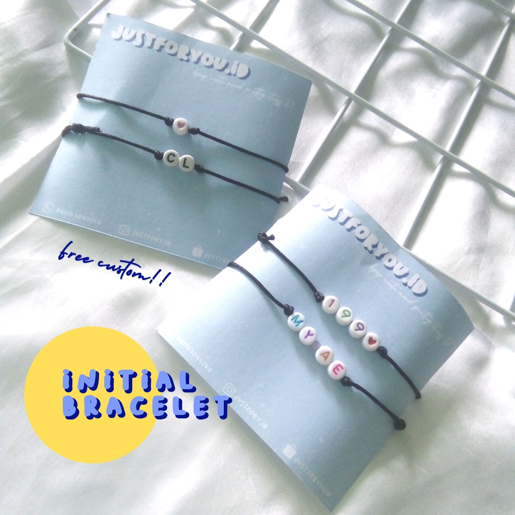 [ready stock/cod] initials bracelet aesthetic - gelang inisial nama huruf simple - couple cewek cowo