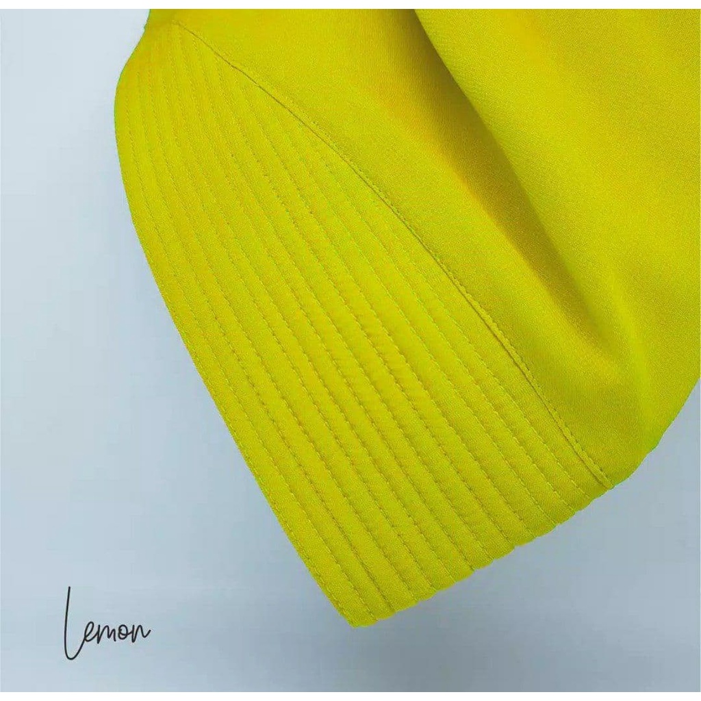 (COD) Hijab Khimar Silvi Tiga Layer Mini Polos Jilbab Instan Cerutti 3 Layer-Lemon