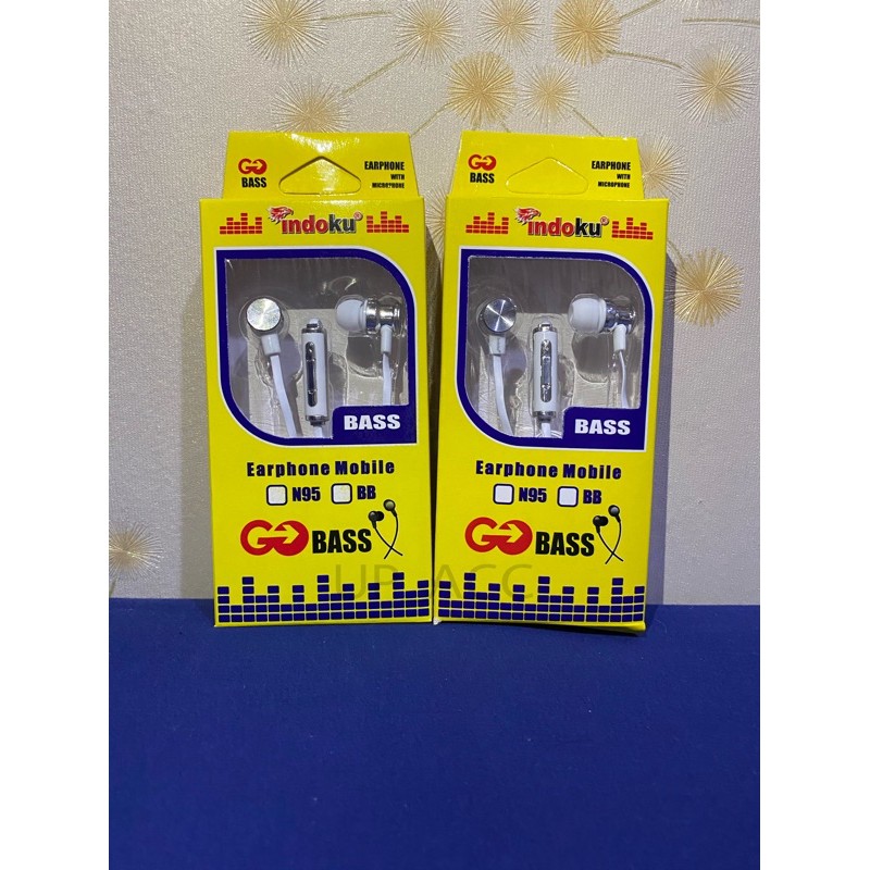 Handsfree INDOKU Kuning N95 Gobass / Headset Indoku Colokan 3.5mm Bass