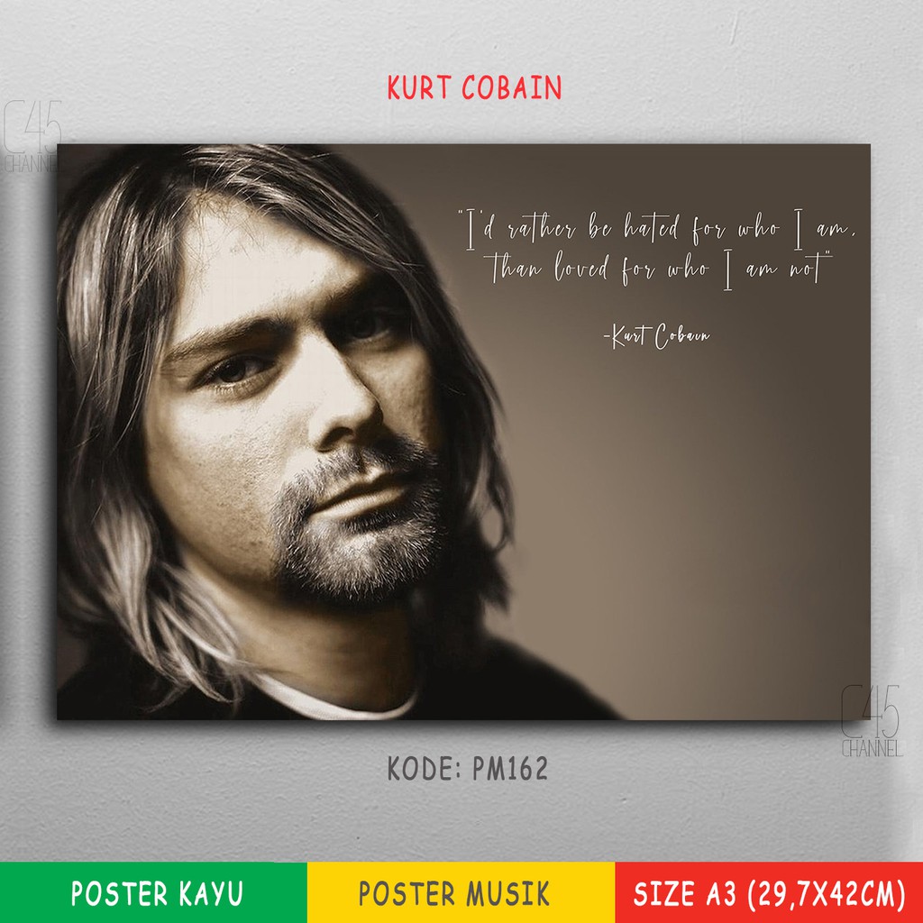 Poster Musik KURT COBAIN Ukuran Jumbo A3 Hiasan Dinding Foto Band NIRVANA Rock Pajangan Kayu MDF