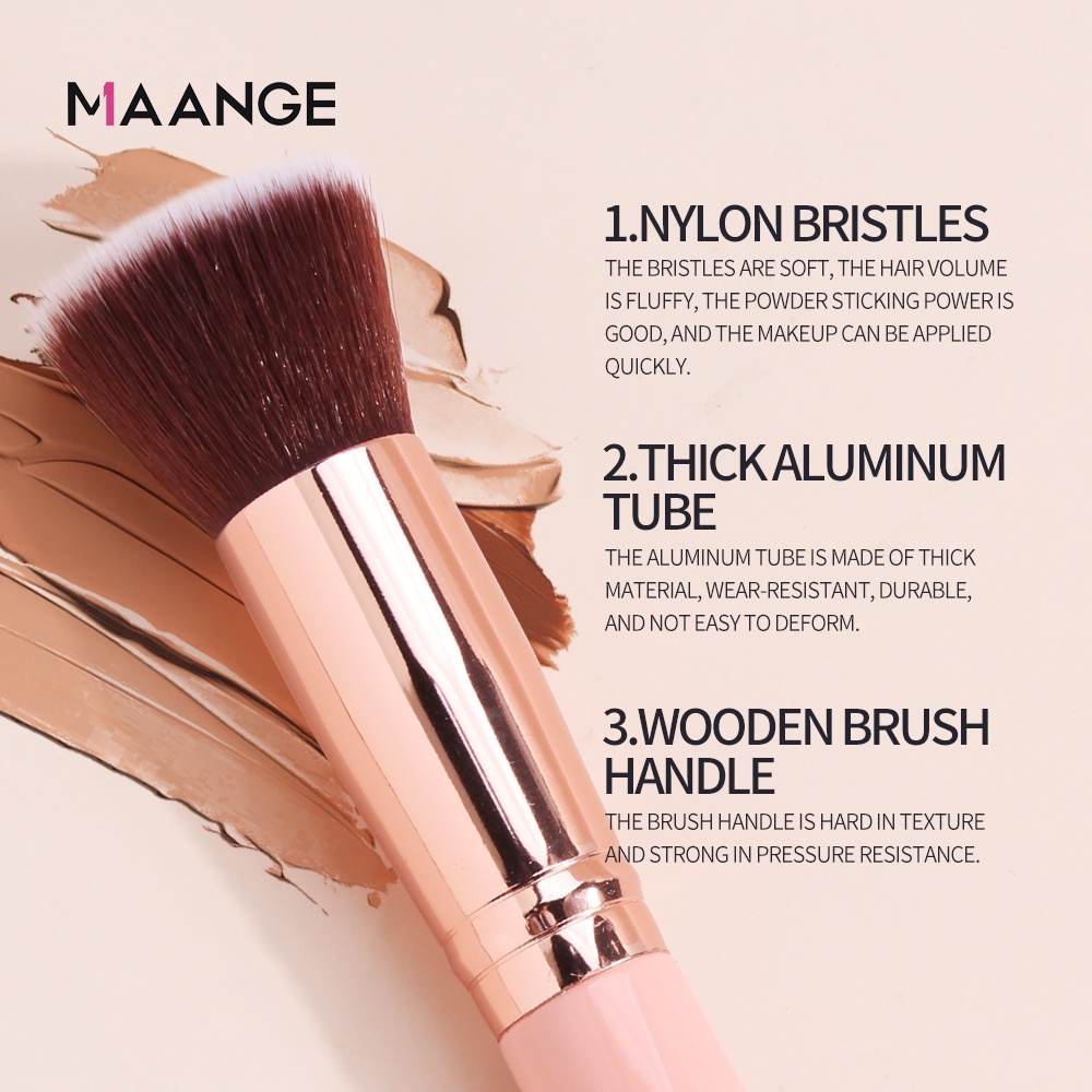 MAANGE Kuas Foundation Brush Professional Makeup Brush Nylon Hair Wooden Handle 5996