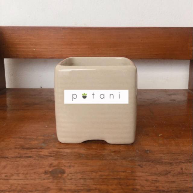 Pot keramik kotak mini putih/ochre/pink/hitam - D935M