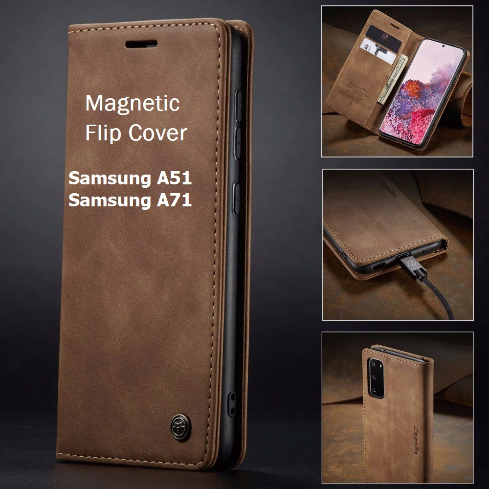 Samsung Galaxy A71 A51 2020 Original Leather Case Flip Cover Casing Flipcase Flipcover Kulit Asli