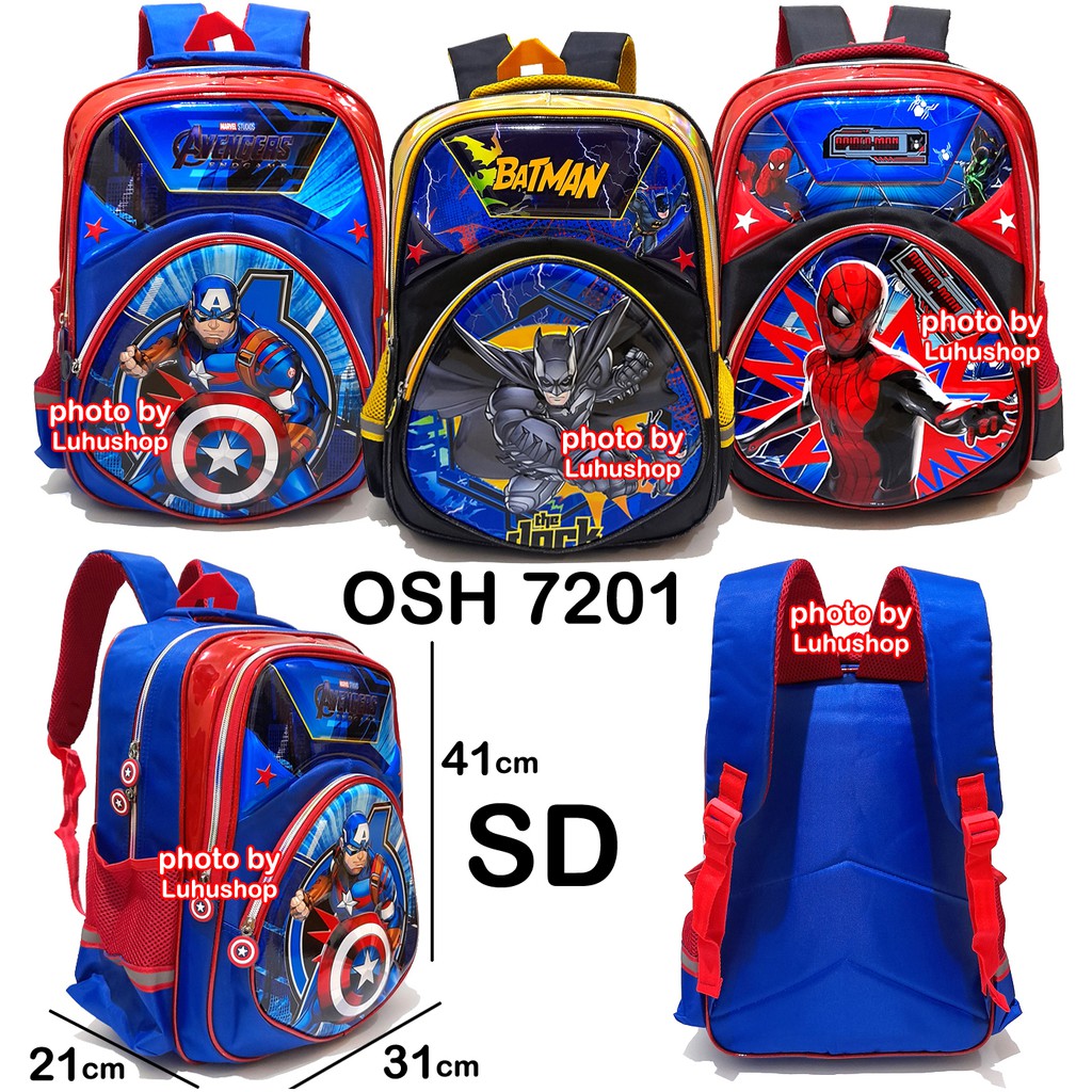 Oshiro TK SD Tas Ransel Anak Laki Laki Sekolah Anak Cowok Superhero Spiderman Kapten Batmen Tas Anak Perempuan Unicorn Forsen Sofria