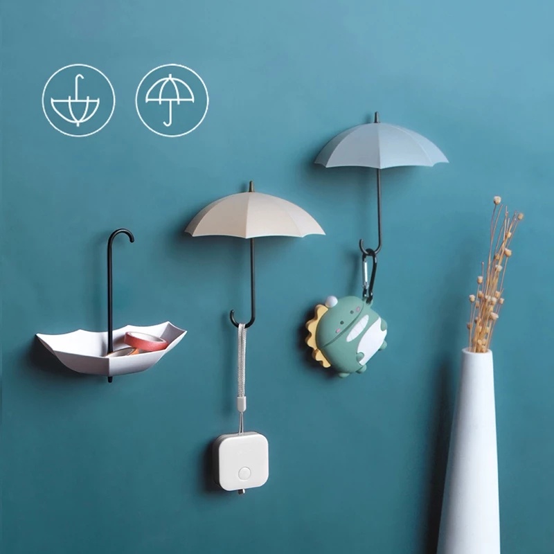 3Pcs/Set Home Umbrella Wall Hanging Storage Hooks / Self-adhesive Mounted Simple Bathroom Kitchen Key Storage Holder