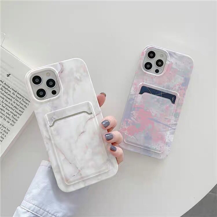 CASE MARBLE RAINBOW SLOT CARD CASE IPHONE 7 8 SE 2020 XR XS MAX 12 PRO