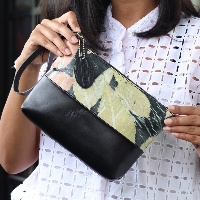 CLUTCH WANITA KULIT ASLI NATASHA KULIT ECOPRINT /  FREE UKIR NAMA