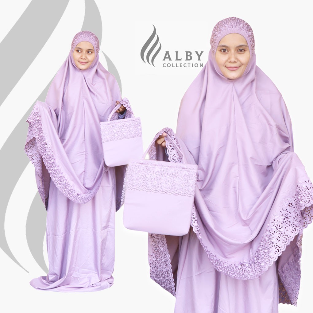 Mukena Khadijah Dewasa Jumbo Premium Adem dan Halus Katun Import [dusty purple]