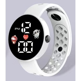JAM TANGAN DIGITAL ANTI AIR MURAH RAINBOW WATCH KARET SPORT LED PRIA WANITA COUPLE HIGH QUALITY COD-575 WHITE