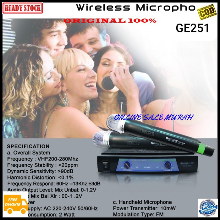 G251 Naiwa ori 100% aiwa Mic Wireless sepasang dual UHF mik wireles pegang handle microphone karaoke pro mikrophone KTV live vocal vokal KARSIS audio sound system professional panggung dj studio asli golden song performance legendary original nyanyi musik