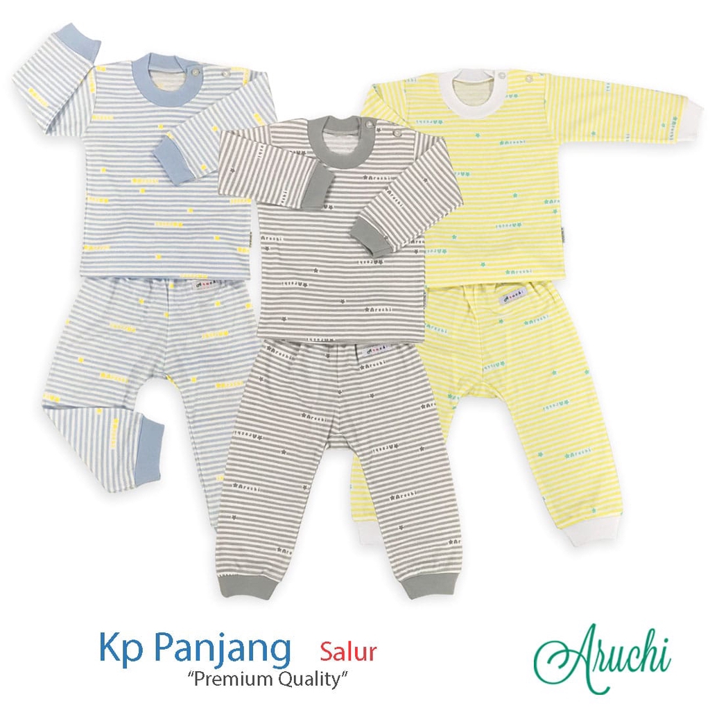 ARUCHI BABY SETELAN PIYAMA PANJANG / PENDEK / KUTUNG MOTIF SALUR Size NB S M L XL XXL isi 1 Stel