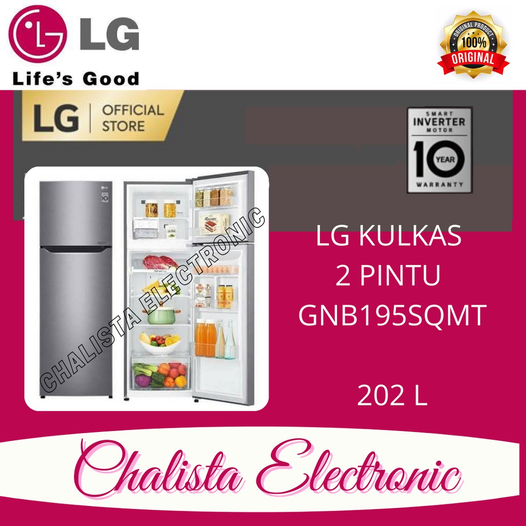 LG KULKAS 2 PINTU GN-B195 SQMT// GN-B 195SQMT GN B195SQMT  202L