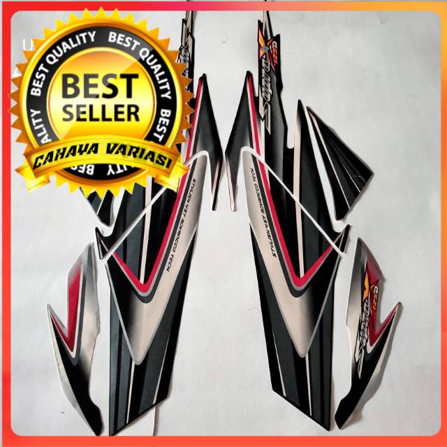 striping honda supra x 125 d 2006 2007 hitam silver list body standar