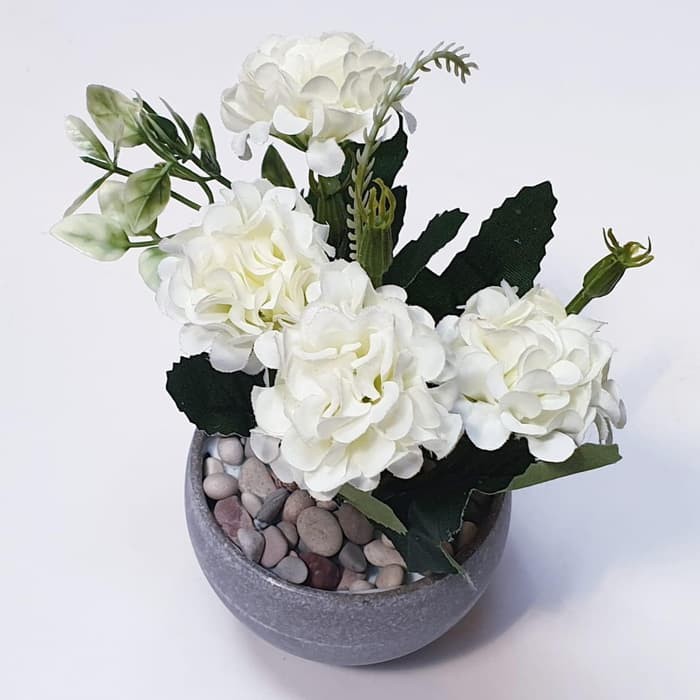 Bunga Hiasan Meja Dan Rumah - Bunga Mawar Artificial Pot Bulat MB01