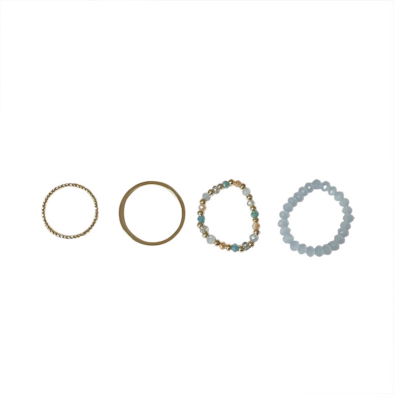 4pcs / Set Cincin Manik-Manik Mutiara Warna-Warni Dapat Disesuaikan Untuk Wanita