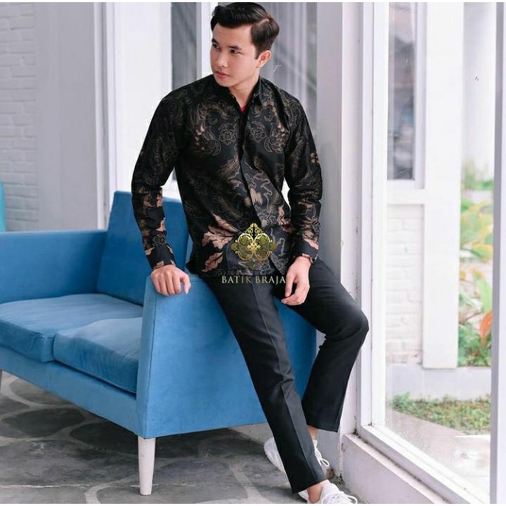 MAHKOTA ATASAN KEMEJA BATIK PRIA LENGAN PANJANG FULL FURING M L XL XXL JUMBO