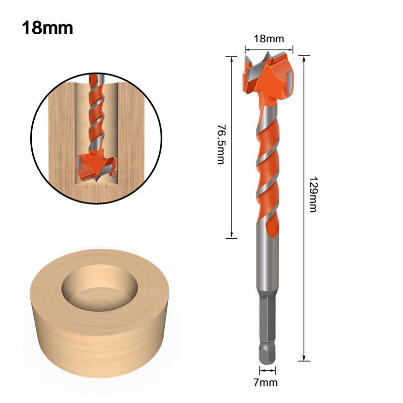 SA Mata Bor Kayu Gergaji Pelubang, Pemotong Alat Pertukangan 16Mm-25Mm Baja Karbon Batang Heksagonal untuk Beton Ubin Batu Bata Kaca Kayu Plastik 1 Buah