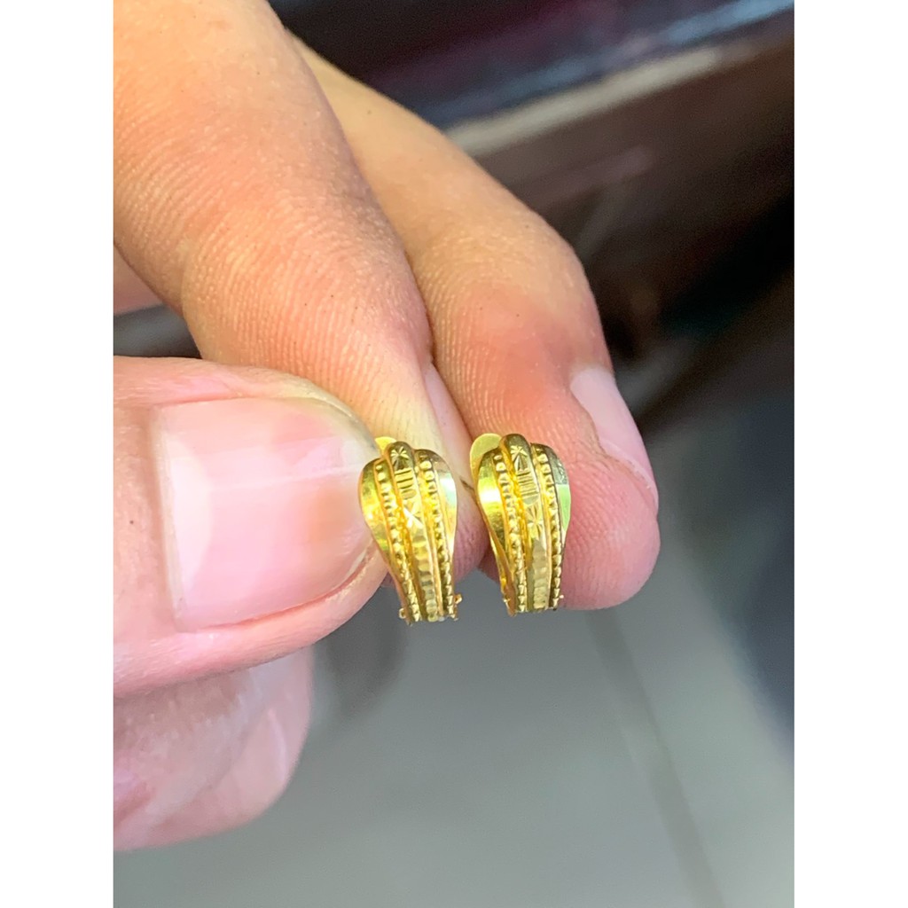 Banyak motif yaa. anak dan dewasa emas model anting jepit asli kadar 65% 70 lokal 0.5 g gr gram cetek klip kristal shogun