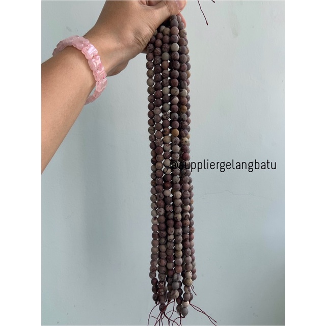 bahan ryolite jasper kokah CUTTING 10mm renceng COKLAT gelang kalung