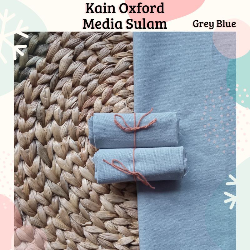 [GREY BLUE] Kain Oxford Media Sulam Warna GREY BLUE