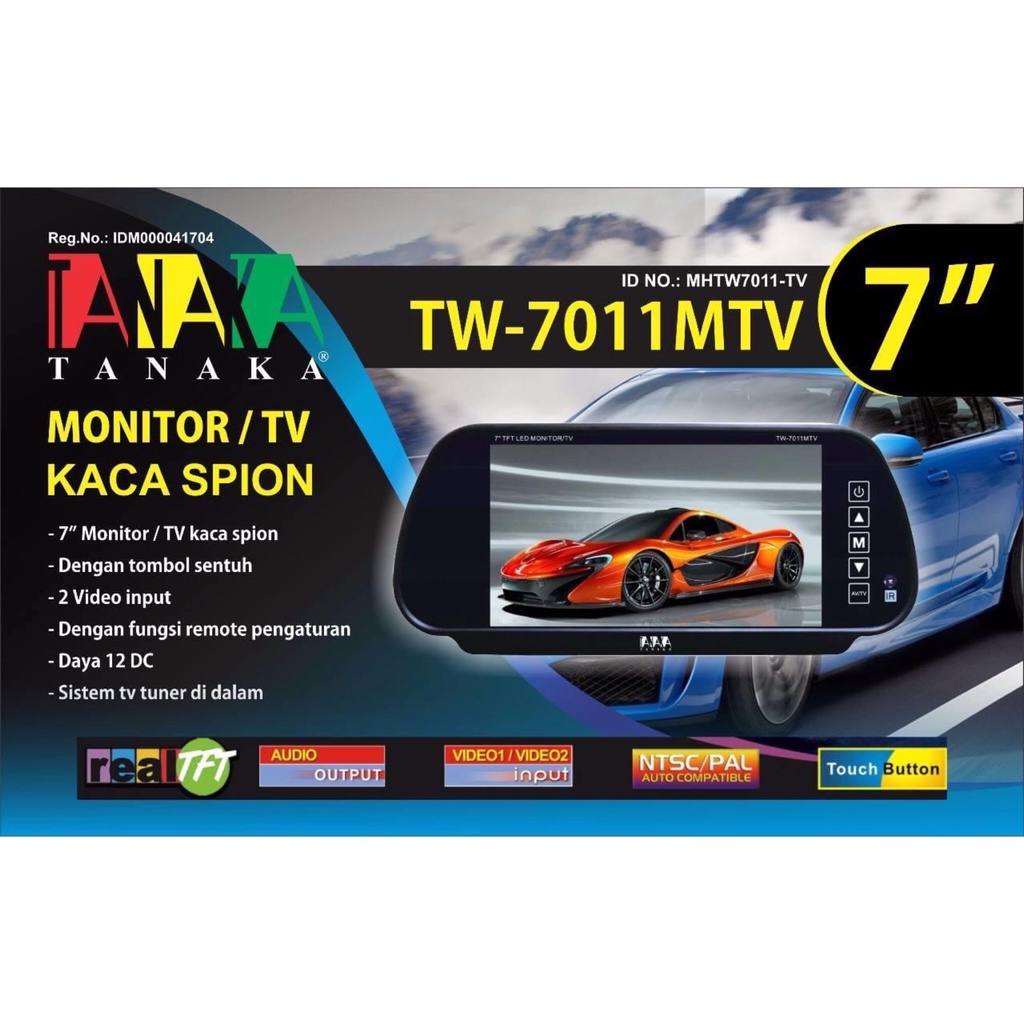 Monitor Mobil / TV Spion Mobil / Monitor Spion Tengah Ukuran 7 inch Tanaka TW-7011MTV